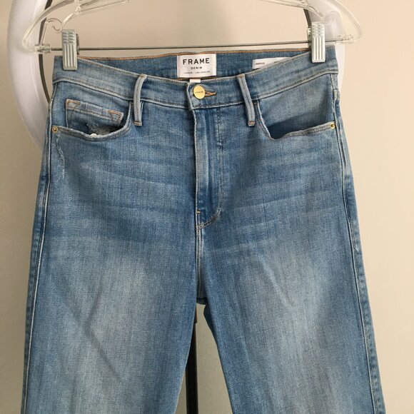 FRAME Denim 5 Pocket Overturn Wash Heritage Le Sylvie Slender Straight Jeans - Picture 5 of 12